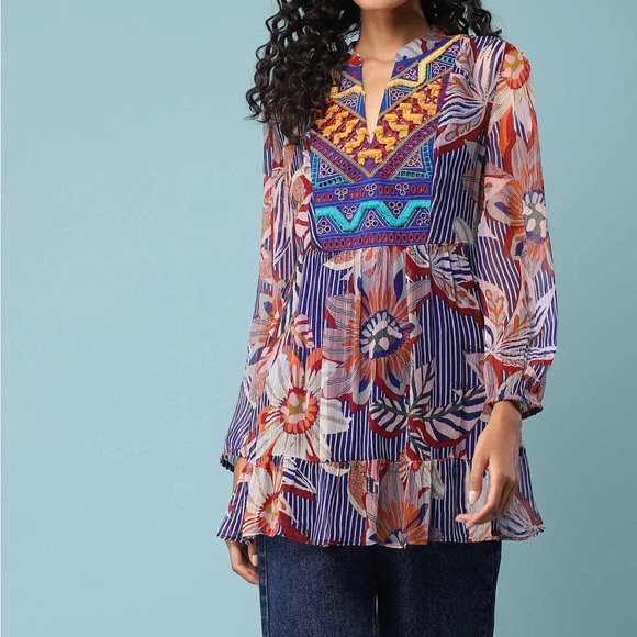 Soft Surroundings Tory Tunic Embroidered Boho Festival Top Size Medium. - Picture 3 of 7